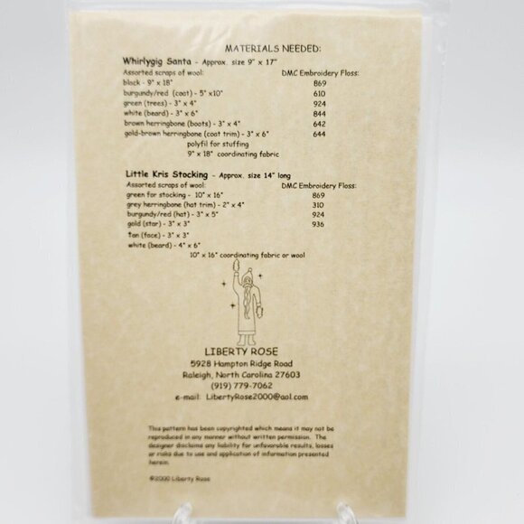 Liberty Rose Whirlygig Santa Pillow and Little Kris Stocking Sewing Pattern - Picture 2 of 2